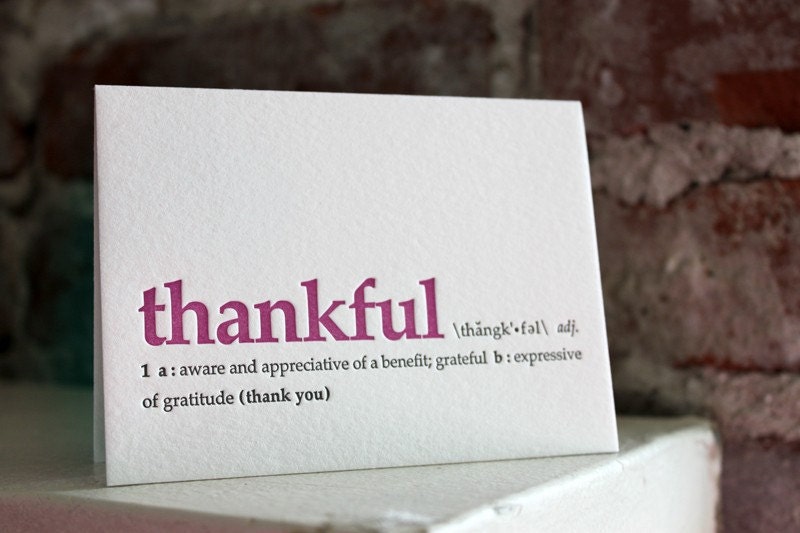 thank you. letterpress definition card