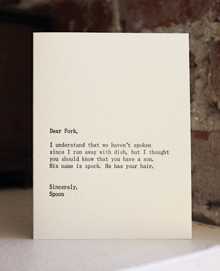dear fork, letterpress card