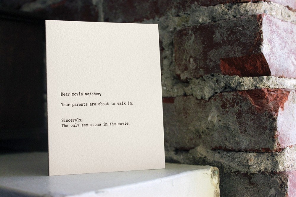 dear movie watcher. letterpress card