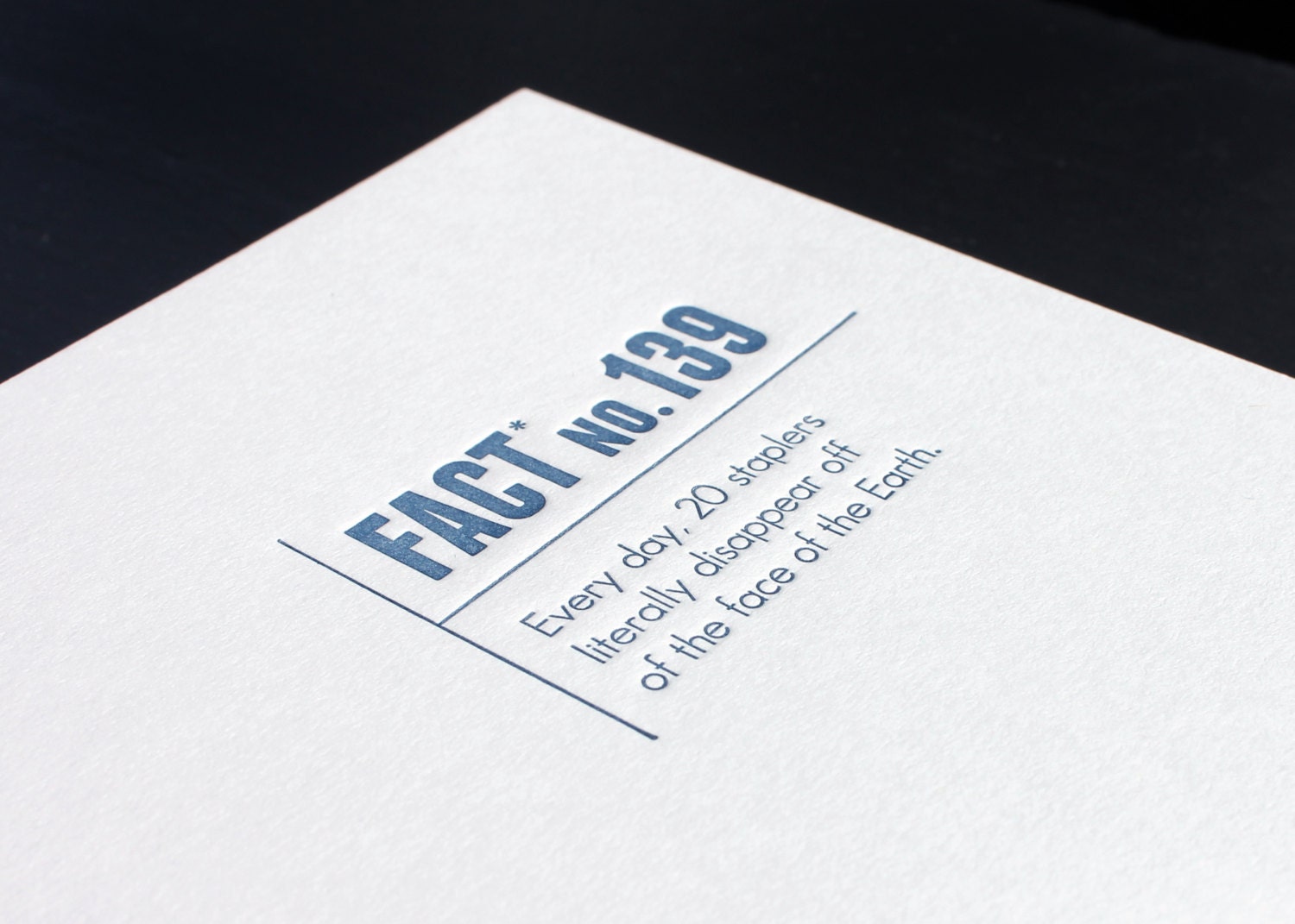 Made Up Stats Staplers. Letterpress Card