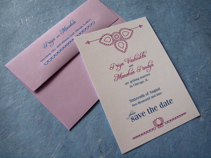 Henna Garden Invitation Sample Package (Wedding card, Save the Date, RSVP, 2 Inserts)