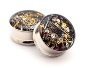 Steampunk Watch Parts Plugs gauges - 00g, 1/2, 9/16, 5/8, 3/4, 7/8, 1 inch
