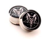 Baphomet Pentagram Picture Plugs STYLE 2 gauges - 1 1/8", 1 1/4", 1 3/8", 1 1/2"