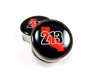 Custom State Area Code Picture Plugs gauges - 00g, 1/2, 9/16, 5/8, 3/4, 7/8, 1 inch