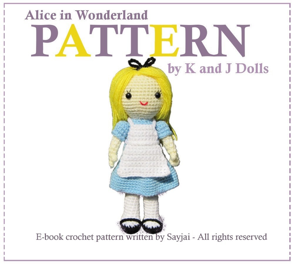 Instant Download PDF Crochet Pattern Alice in Wonderland doll - ENGLISH Instructions