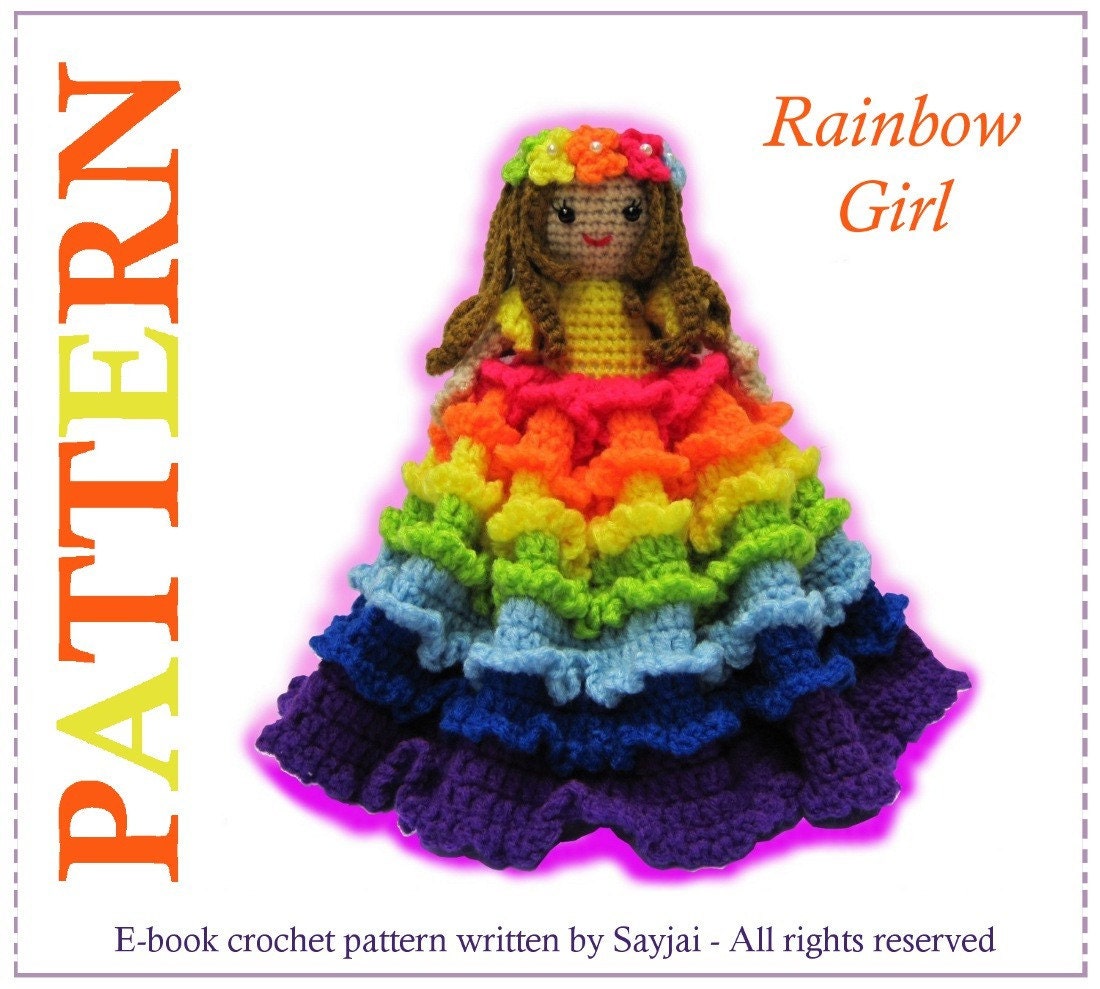 Instant Download PDF Crochet Pattern Rainbow Girl - ENGLISH Instructions