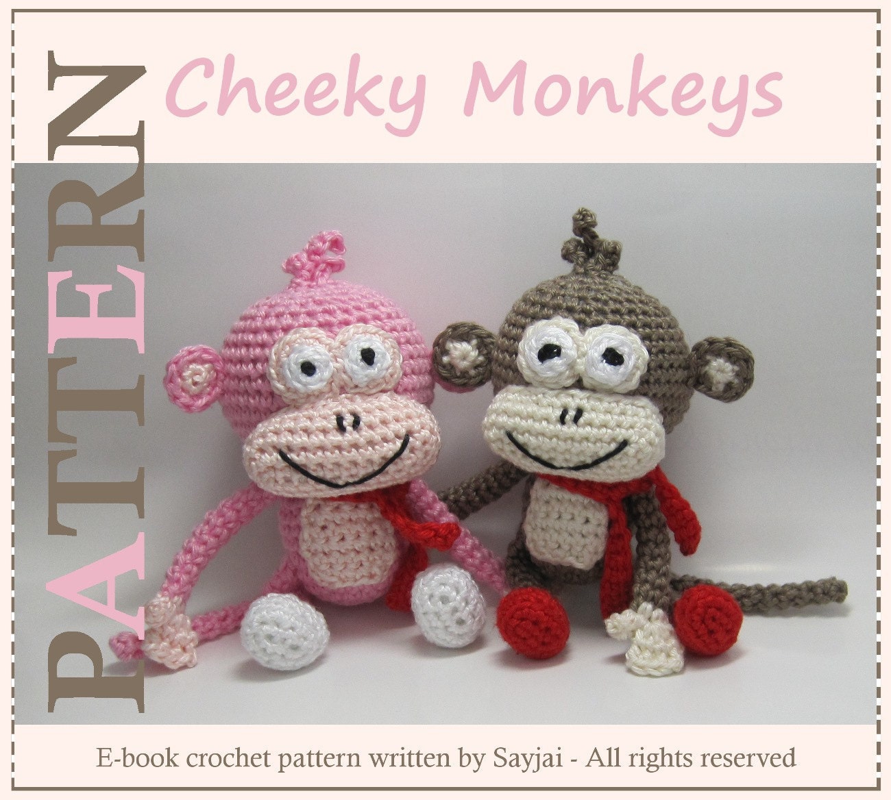 Instant Download PDF Crochet Pattern Cheeky Monkeys - ENGLISH Instructions