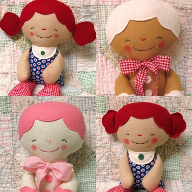 Rag Doll PATTERN, PDF Instant Download, Cloth Doll, Softie, Soft Toy, Cookie, Gingerbread Man, Digital Download