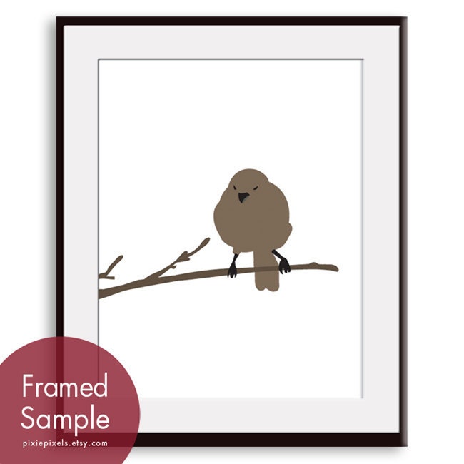 Birds on a Branch Series (Set of 3 - 8x10 Art Prints) Modern French Style (customizable colors)