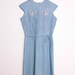 30s / 40s Blue Linen Dress w/ Lace Bow Detail - Womens S / M