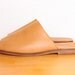 80s / 90s Slide Sandals / Tan / Nude Leather by Nine West - Size 8.5 Womens - Unworn Basic Open Toe Flat Sandals
