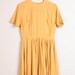 1950s Dress / Mustard Yellow Cotton 50s Day Dress - Womens XL / Plus Size - Pleated Full Skirt Short Sleeve Handmade Home Sewn Dress