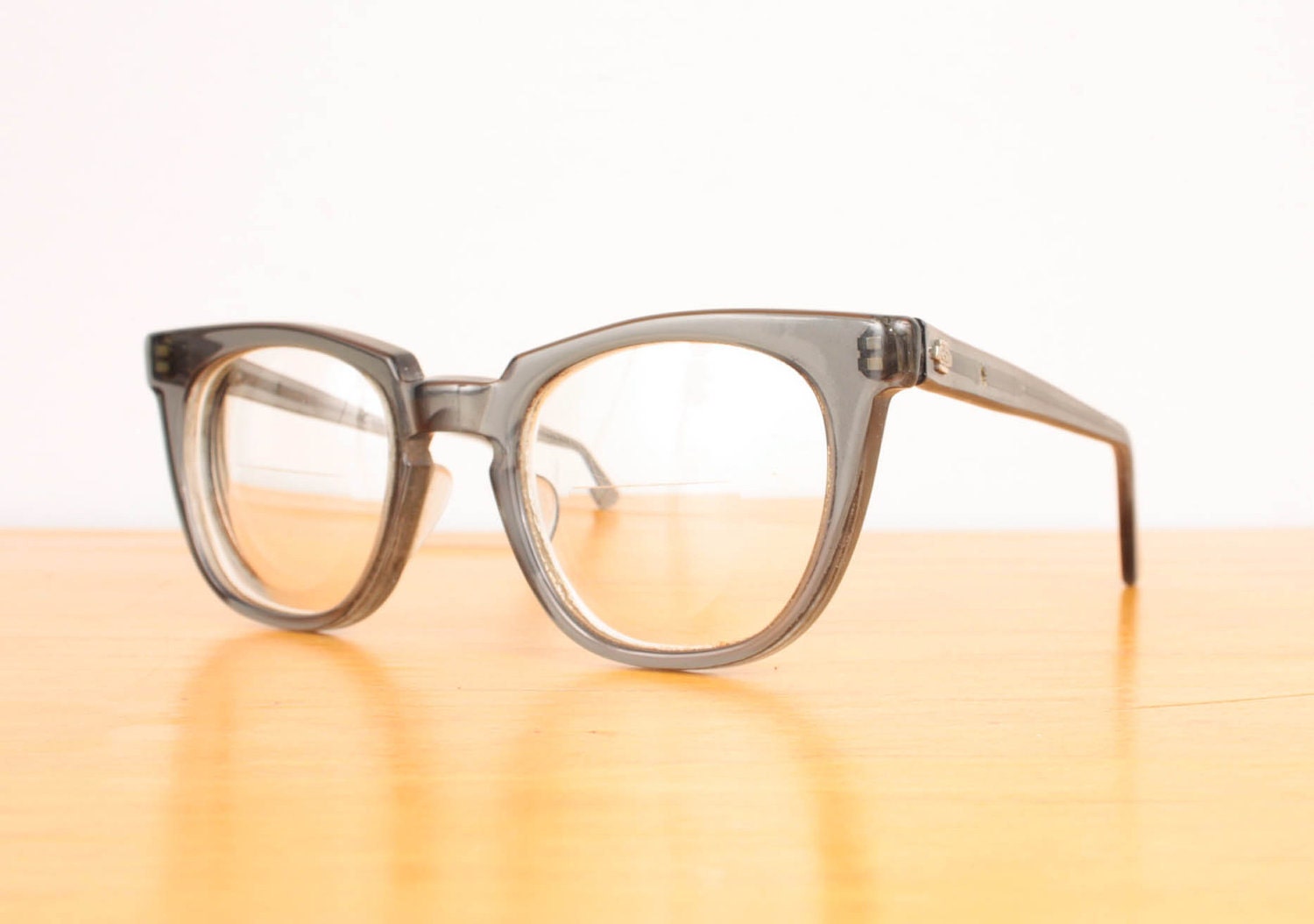 1950s Glasses / Grey Rimmed Plastic 50s Eyeglasses Frames