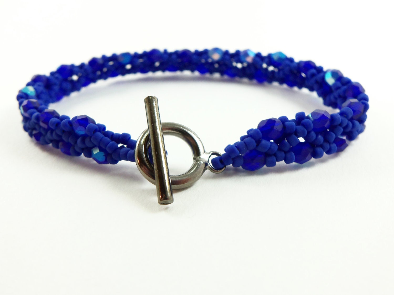 Cobalt Blue Beaded Bracelet Dark Blue Jewelry Beaded Jewelry Matte Blue Bracelet