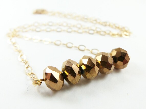 Minimalist Necklace 14k Gold Jewelry Beaded Necklace Modern Formal Layering Necklace
