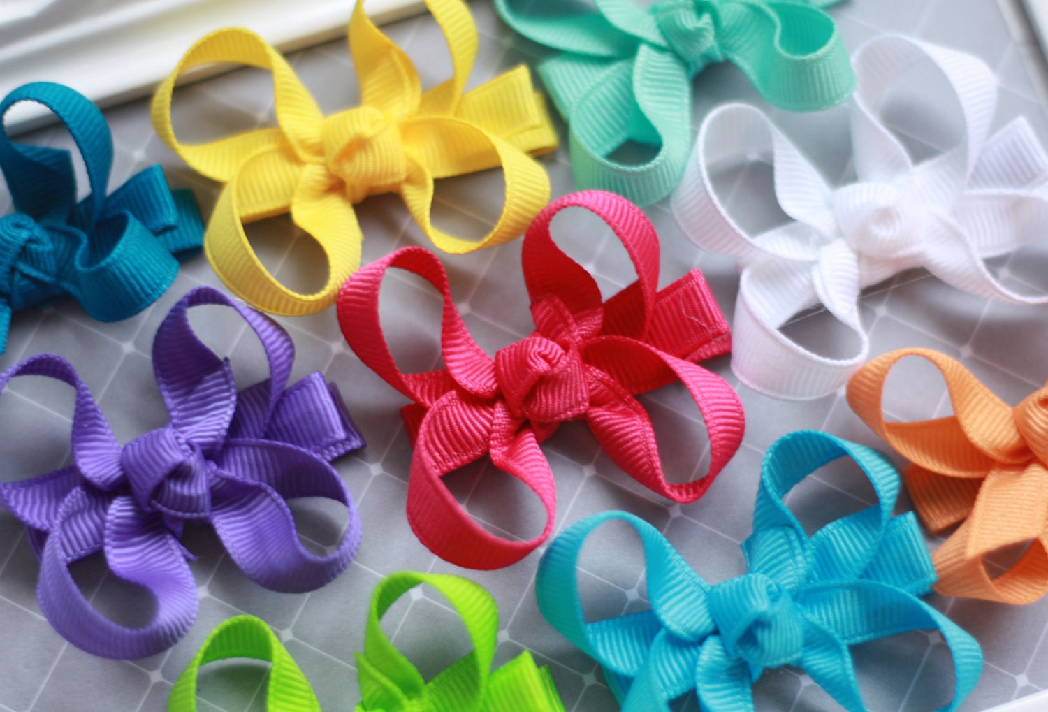 Itty Bitty Small Baby Hair Bows - Set of 10 Clippies - Gift Set - You Choose Colors - Snap Clips Available NEW COLORS