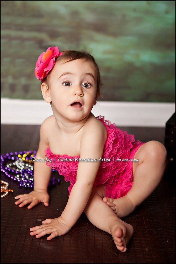 You Pick Size. Chicaboo Hot Pink Ruffled lace petti romper / bloomer. Sizes for ages newborn to 4/5 years. More Colors available