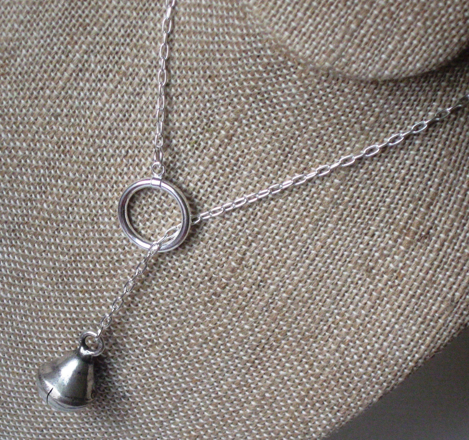 Reserved for julesownwonderland - downpayment - Bell of the Ball - Sterling Silver Lariat Necklace with Bell by Resurrection Silver