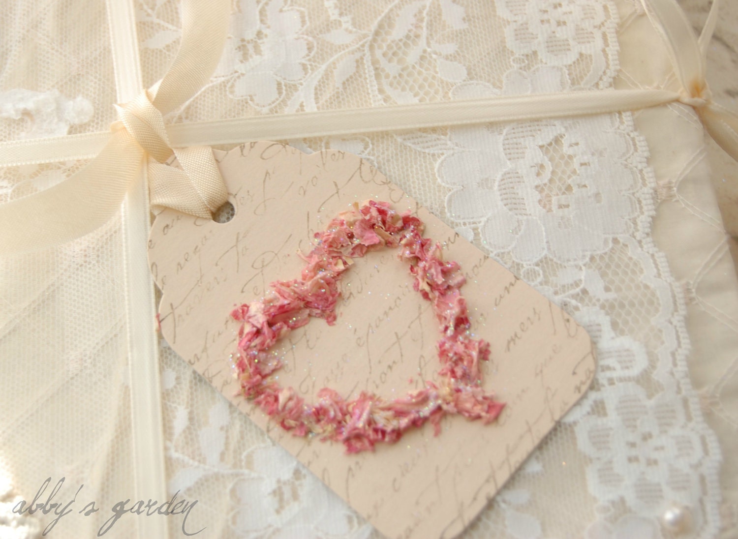Love Tags...created with real flower petals