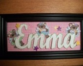 teddy bear Fairy Princess  name sign FRAME INCLUDED custom made girl baby toddler wall hanging gift  bedroom decor