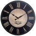 Large Wall Clock 36 inch Port Royal - Antique style Roman numerals dark black big rustic distressed