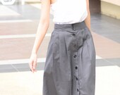 60's Style Full Skirt 3 Pleats Front in Gray