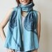 Cozy and Chic with Vine Floral in Blue Soft Cotton Scarf