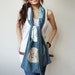 Cozy and Chic with Floral Soft in Blue Cotton Scarf