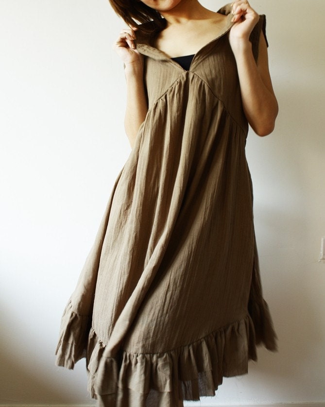 Peter pan collar Simply Kaki Cotton Dress