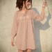 Sweet cotton Blouse Three Quater Sleeve Drawstring Neckline