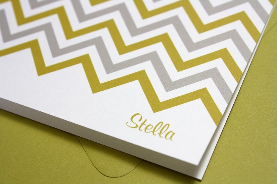 Chevron Stripes - Set of 8 Folded Notecards