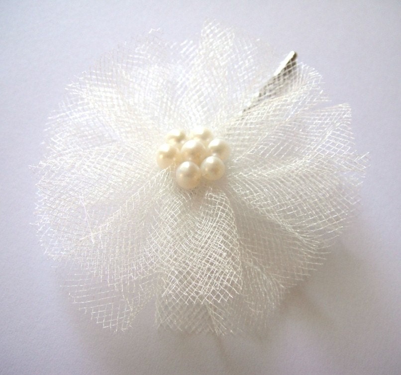 ivory snow white rose bloom wedding flower bobby pins (set of 2)
