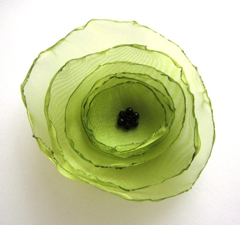 romantic olive mint green rose blossom flower brooch