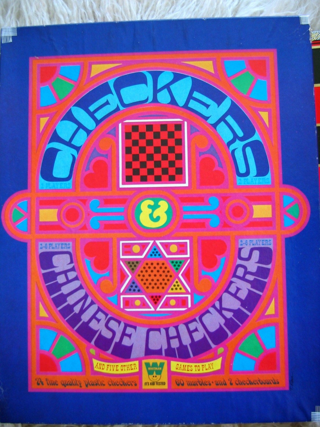 Whitman 1969 Checkers-Chinese Checkers Game. TOY. Excellent condition. Psychedelic. Hippie Cool