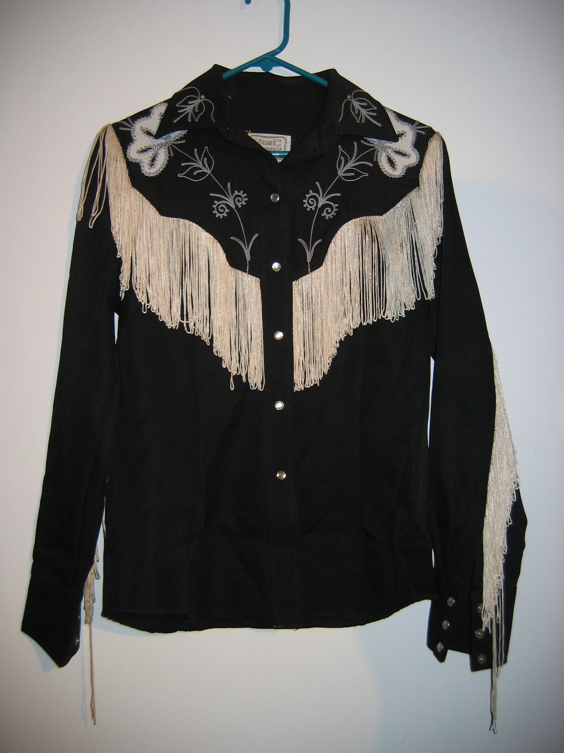 Women's Indie, Rockabilly, Western Fringe Shirt, H Bar C, Size 36. Taos Cowgirl. Vintage Pioneer Wear 1970's