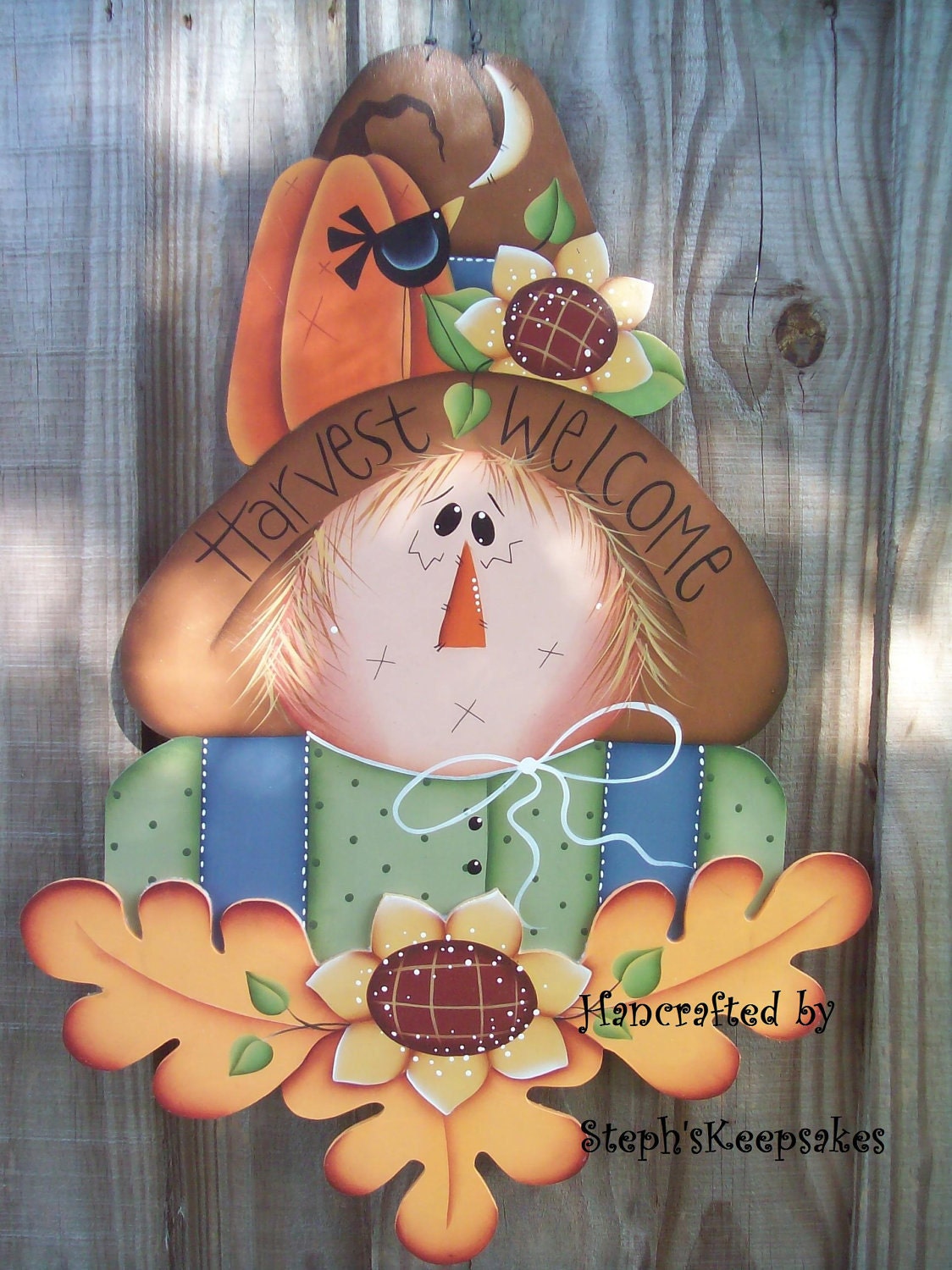 Harvest Welcome Scarecrow , Wall Hanging, Fall, Autumn,Seasonal, Home decor, Holidays