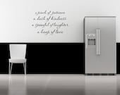A pinch of patience, a dash of kindness.....Design Divas Vinyl Lettering, Wall Art, Sticker, Cling, . - 1418.