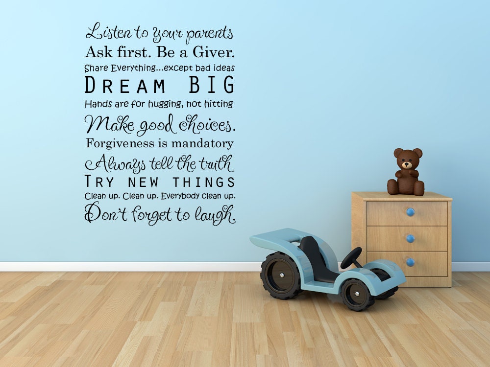 Vinyl Lettering Decal  - SUBWAY ART - Dream Big Family Rules  Super Large Size 44 x 60  inches - 1314C