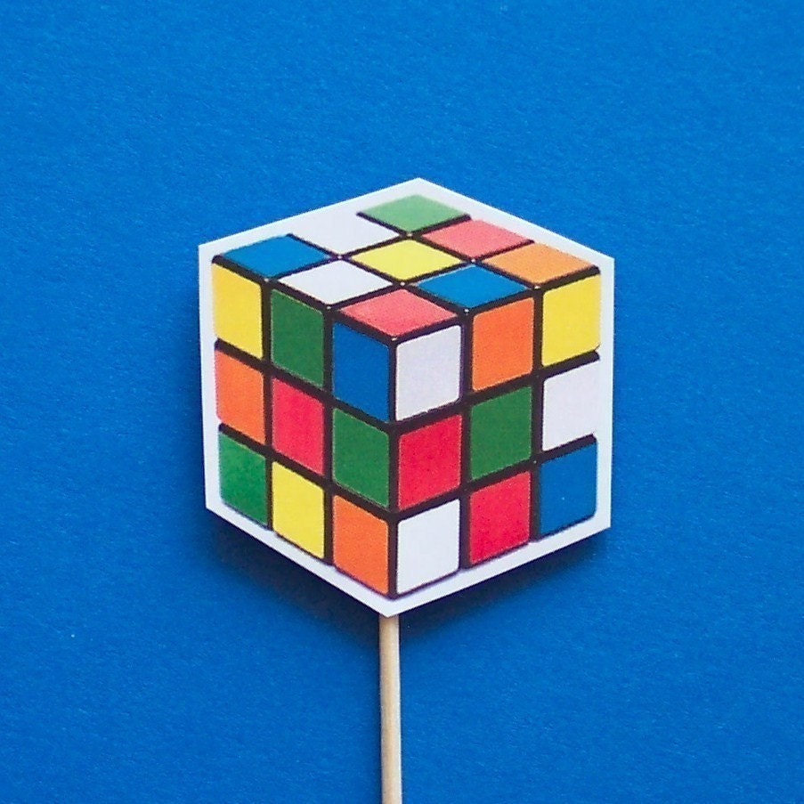 Rubik's Cube Cupcake Toppers - Set of 12 Picks