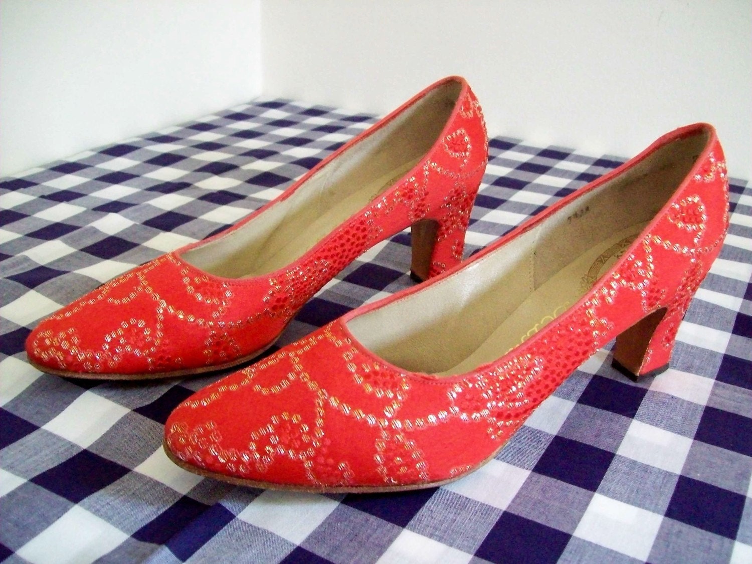 SALE // Delman Brocade Red Heels size 7.5
