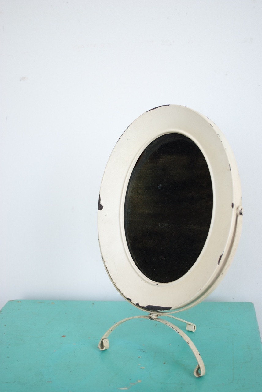 InVeNtOrY Sale...Vintage Cream Distressed Stand Alone Mirror...Price Reduced.