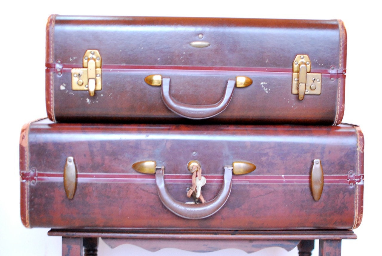 Vintage Samsonite Leather Suitcase Set of Two