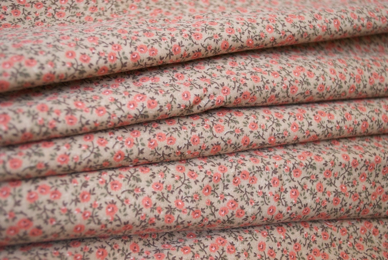 Reserved for litoange Vintage Fabric Yardage, 1 1/2 yards, Coral Creation