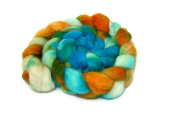 Koi Pond - hand dyed Superwash BFL roving