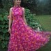 RESERVED for River....Please do not buy - Vintage 70s MAXI Chiffon Formal PRINT Gown S 4/6