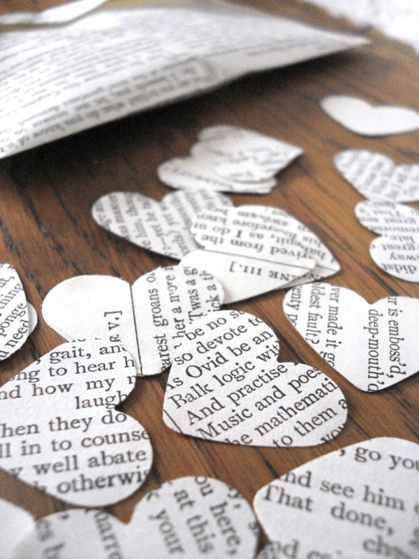 Recycled paper wedding confetti - Shakespearean hearts