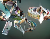 Handmade Comic Book Upcycled Paper Decorations, Christmas Ornaments, Geek, Eco - Bookity