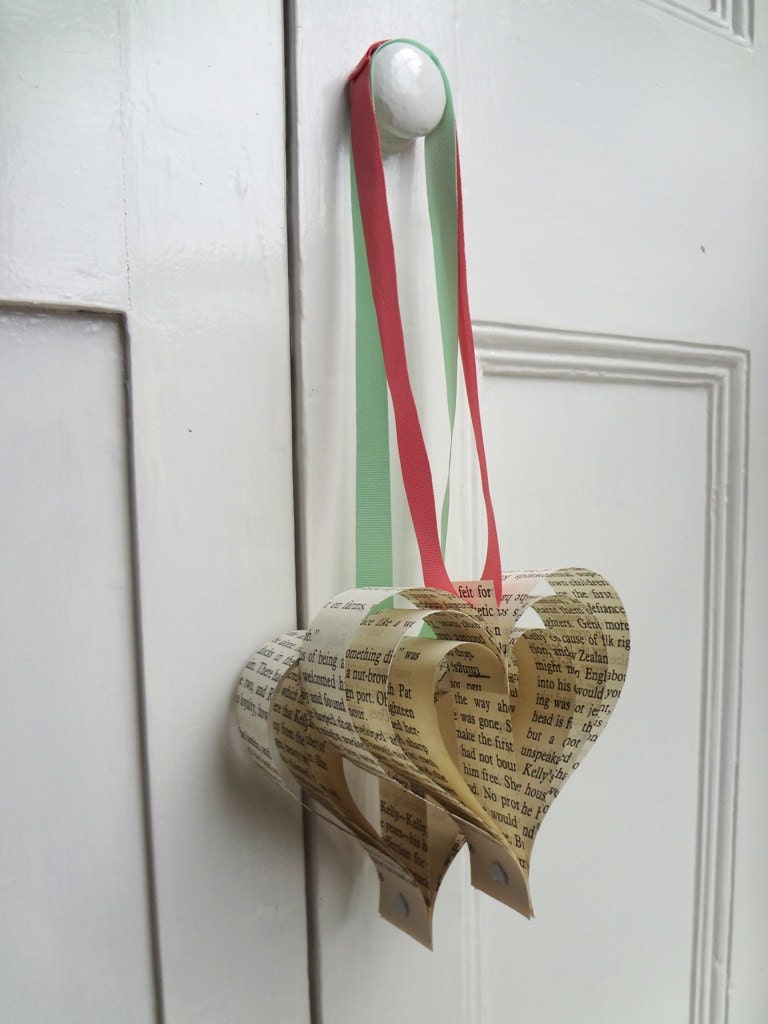 Wedding decoration x 20, Spring Wedding, Paper Pew Ends, Hearts, Books