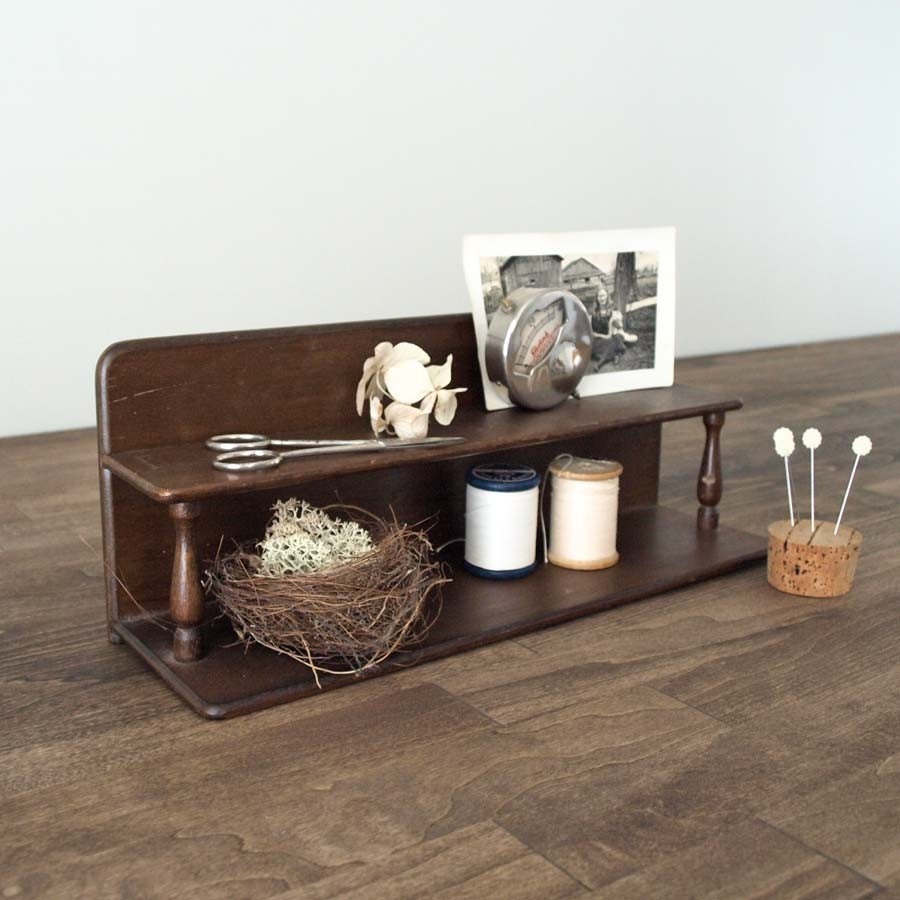 tiered vintage wooden shelf