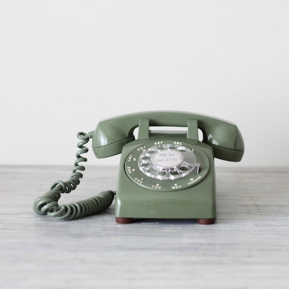 green vintage rotary phone by HRUSKAA on Etsy